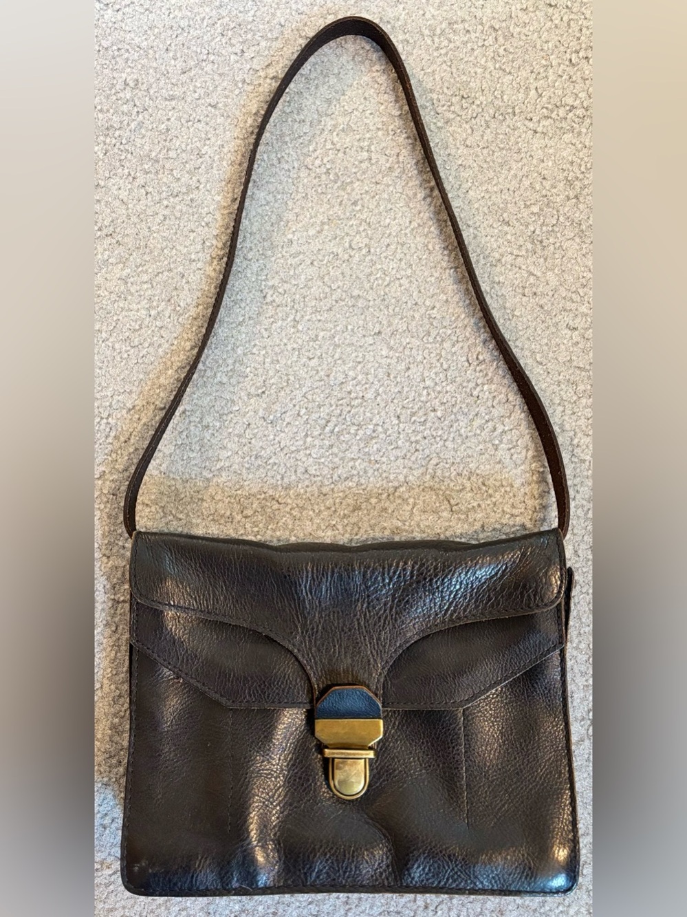 Madewell Black Leather Crossbody Bag with Brass Hardware